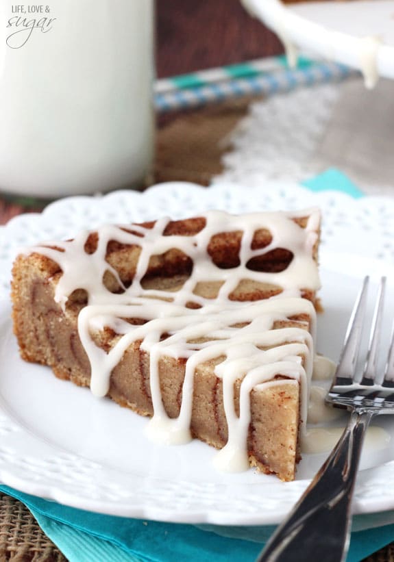 a Piece of Cinnamon Roll Cookie Cake on a plate