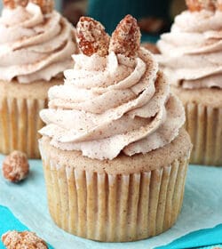 Cinnamon Sugar Almond Cupcakes close up