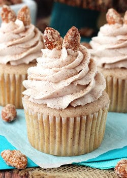 Cinnamon Sugar Almond Cupcakes close up