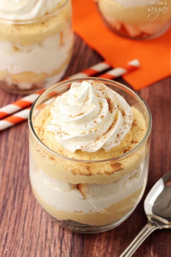 Close-up view of a Mini Pumpkin Cheesecake Trifle