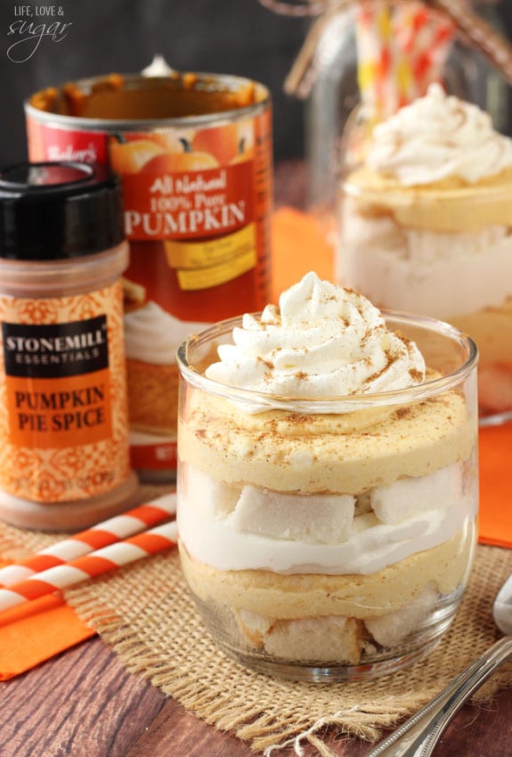 Mini Pumpkin Cheesecake Trifle in a glass