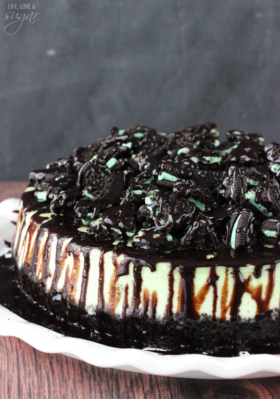 Mint Oreo Cheesecake on a plate