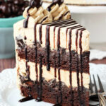 Mocha Brownie Ice Cream Cake Slice on a Plate