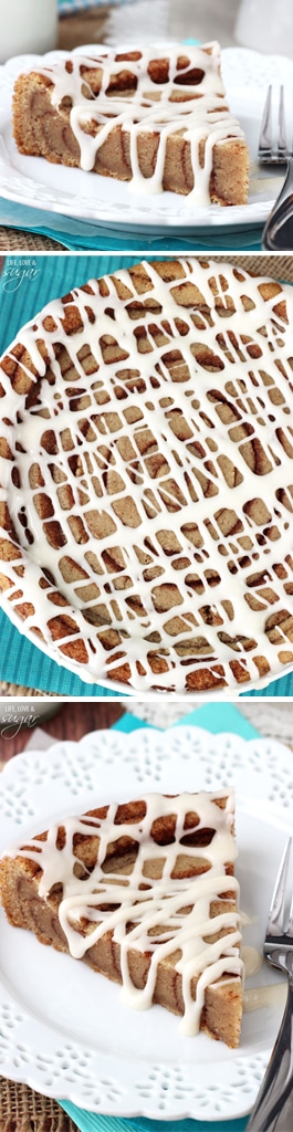 Collage of my Giant Cinnamon Roll Cookie Cake