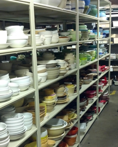 shelves of dishes for props