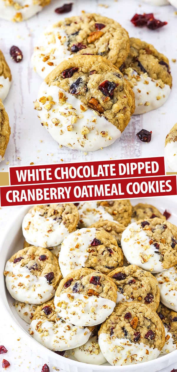 Pinterest collage White Chocolate Dipped Cranberry Oatmeal Cookies