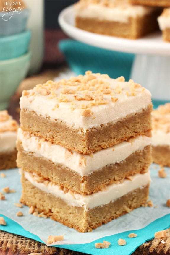 Frosted Maple Cookie Bars in a stack