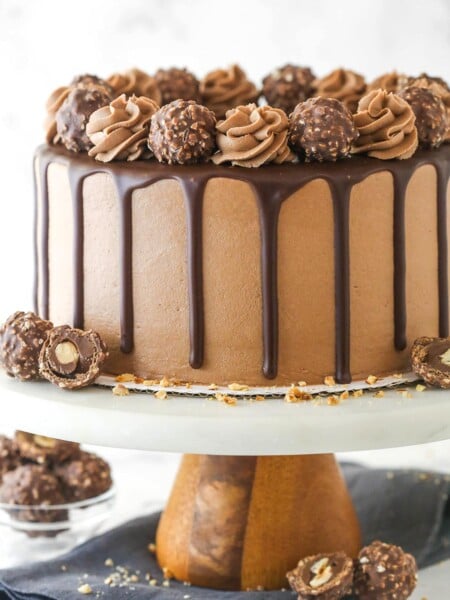 Nutella chocolate cake on a cake stand