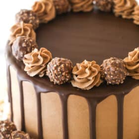 Overhead view of Nutella chocolate cake