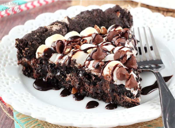 Rocky Road Cookie Cake slice on a plate