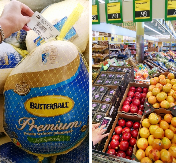 Aldi turkeys and fruit in the store