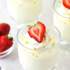 Overhead view of glasses of champagne mousse