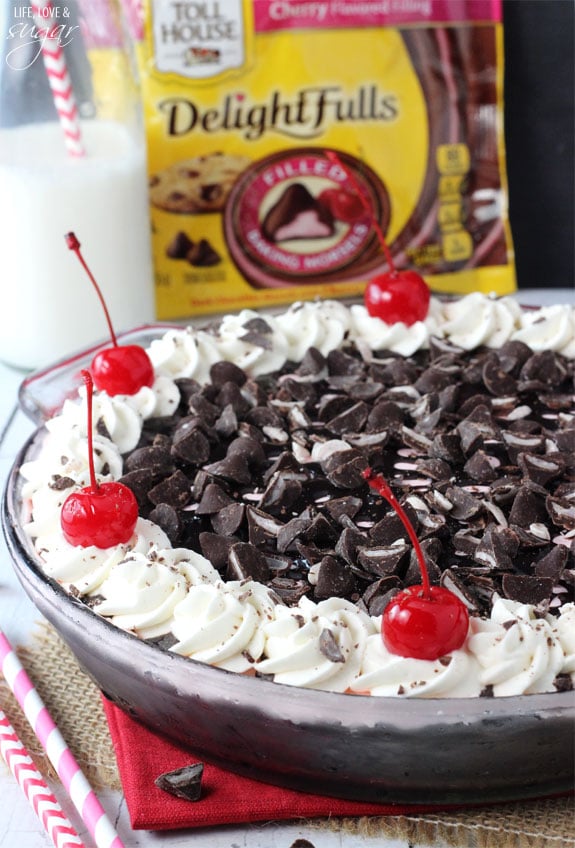 Chocolate Cherry Ice Cream Pie in a pie plate