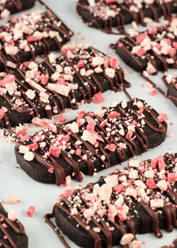 Chocolate Peppermint Shortbread Cookies