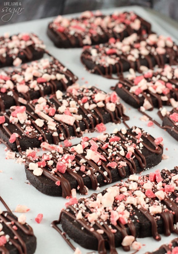 Chocolate Peppermint Shortbread Cookies