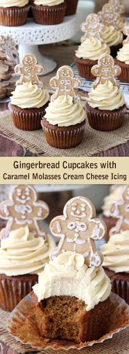 Gingerbread Cupcakes with Caramel Molasses Icing collage