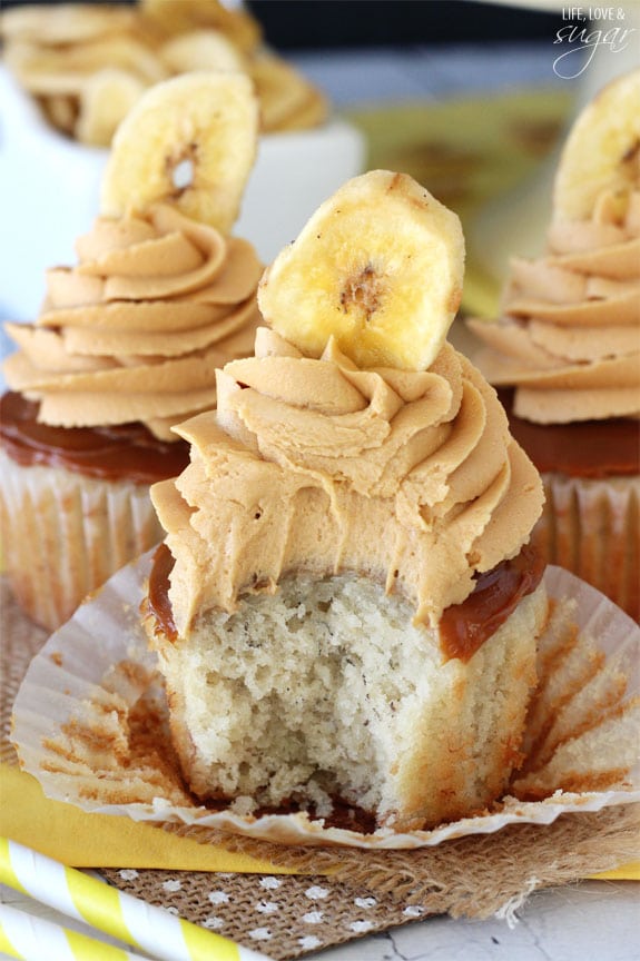 Banoffee Cupcakes with a bite out of one