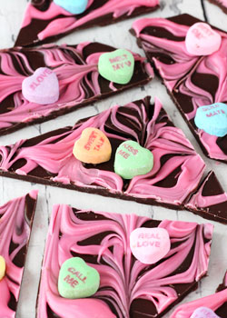 Conversation Heart Chocolate Bark