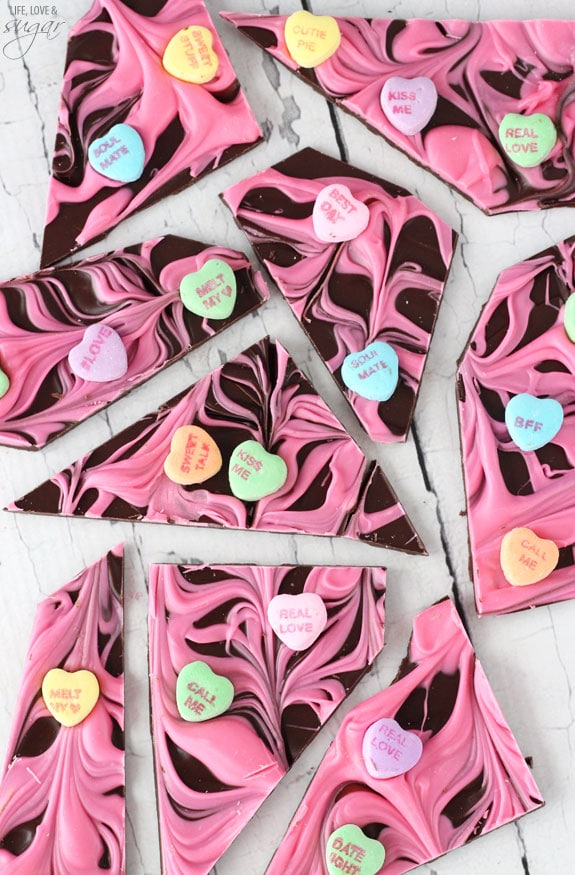 Conversation Hearts Chocolate Bark