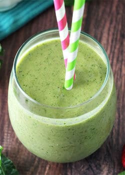 Green smoothie overhead view