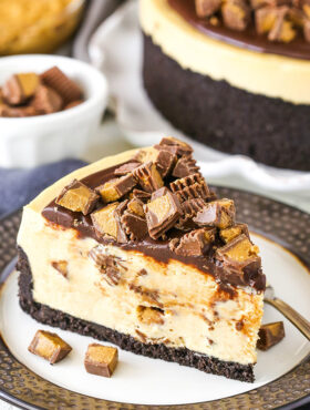 Image of a Slice of No Bake Reese's Peanut Butter Cheesecake