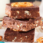 No Bake Nutella Pretzel Bars stacked