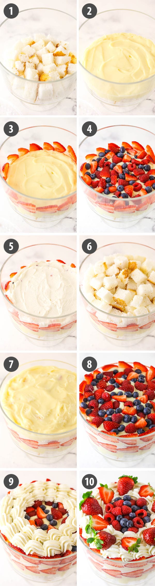 10 steps and layers in the trifle as it's being made