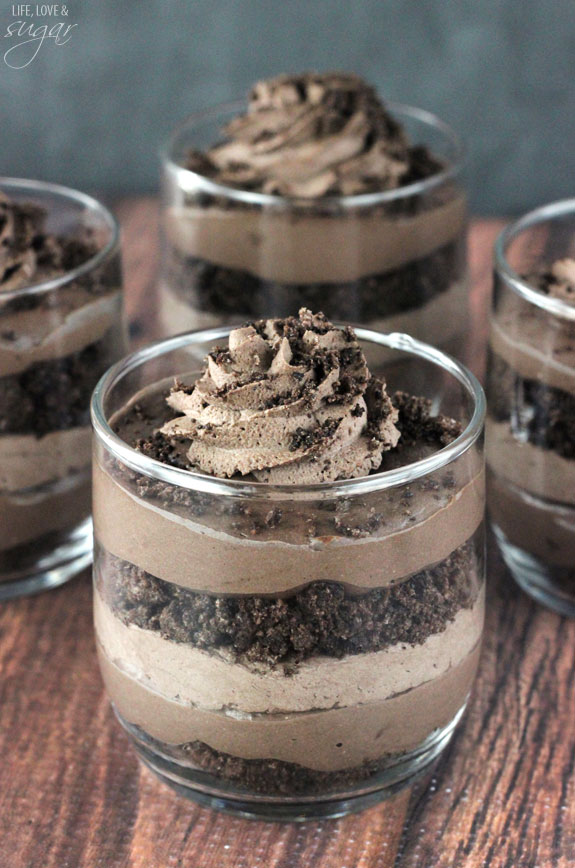Mini Baileys Chocolate Cheesecake Trifles in glass cups