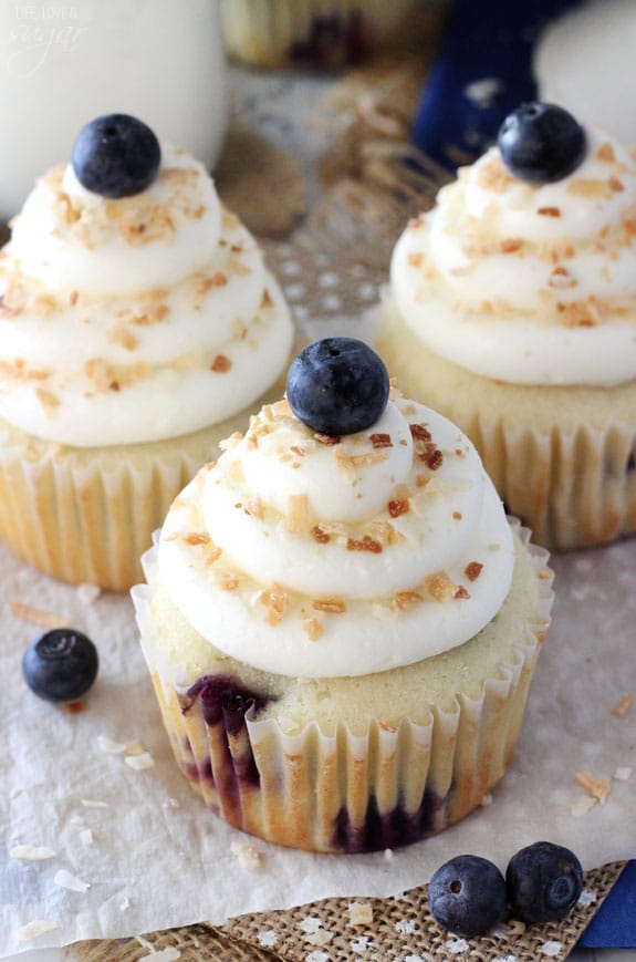 Blueberry Coconut Cupcakes close-up