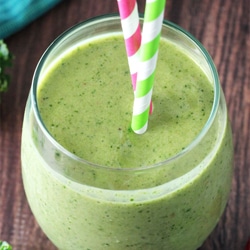 Green smoothie overhead view