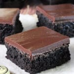 Close-up of Guinness Chocolate Brownies on a napkin