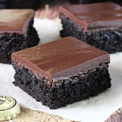 Guinness Chocolate Brownies on a napkin