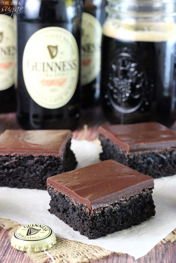 Three Guinness Brownies on a napkin