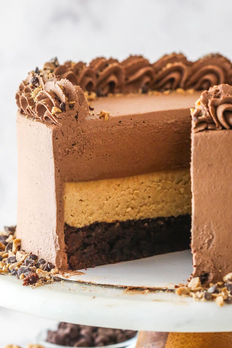 Peanut Butter Chocolate Mousse Cake - Life Love and Sugar