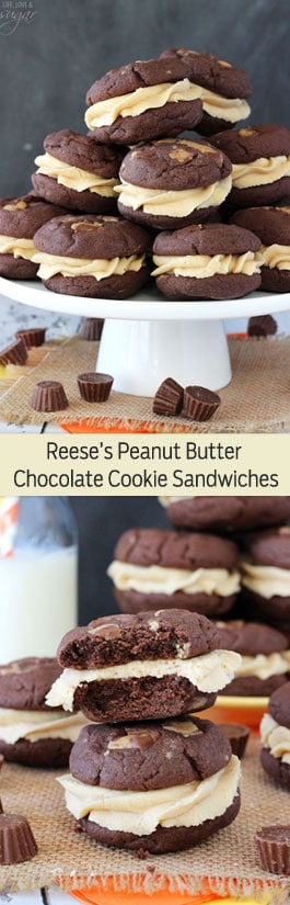 Reese's Peanut Butter Chocolate Cookie Sandwiches collage