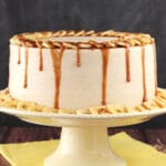 Banana Fosters Layer Cake on yellow stand