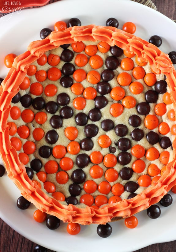 M&M Basketball Chocolate Chip Cookie Cake overhead view