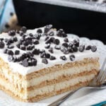 A Slice of Cannoli Icebox Cake on a plate