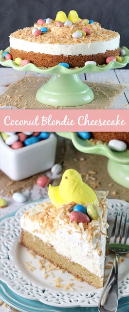 Coconut Blondie Cheesecake collage