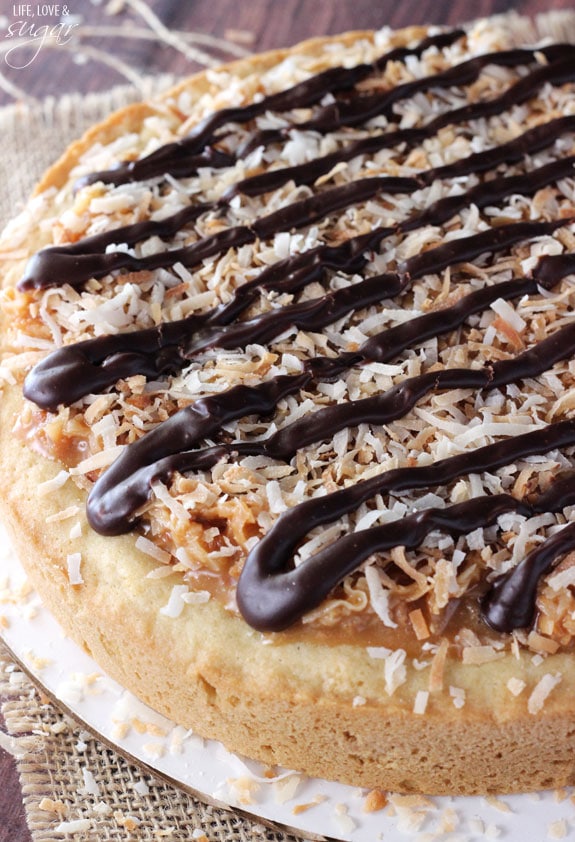 Samoa Cookie Cake overhead view