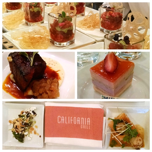 Collage of plates of food at California Grill
