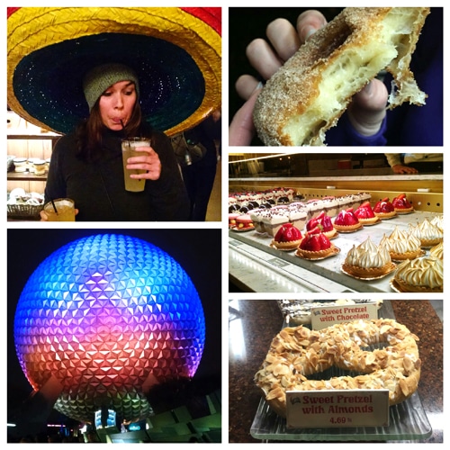 Collage of food and drinks at Epcot