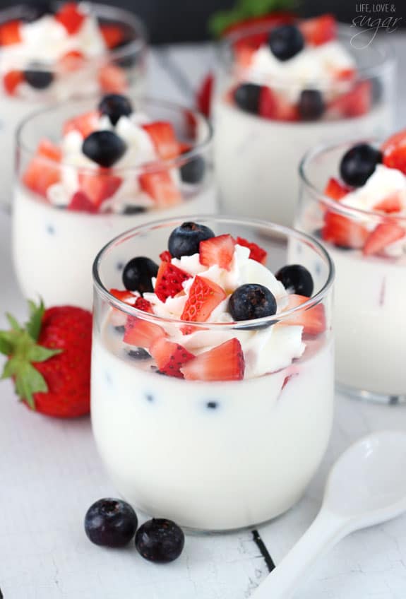 Panna Cotta with Fresh Berries in glass cups