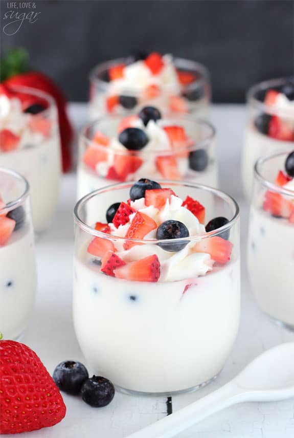 Panna Cotta with Fresh Berries in glass cups