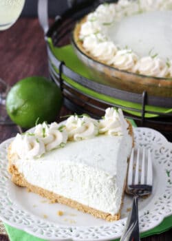 No Bake Margarita Pie on white plate