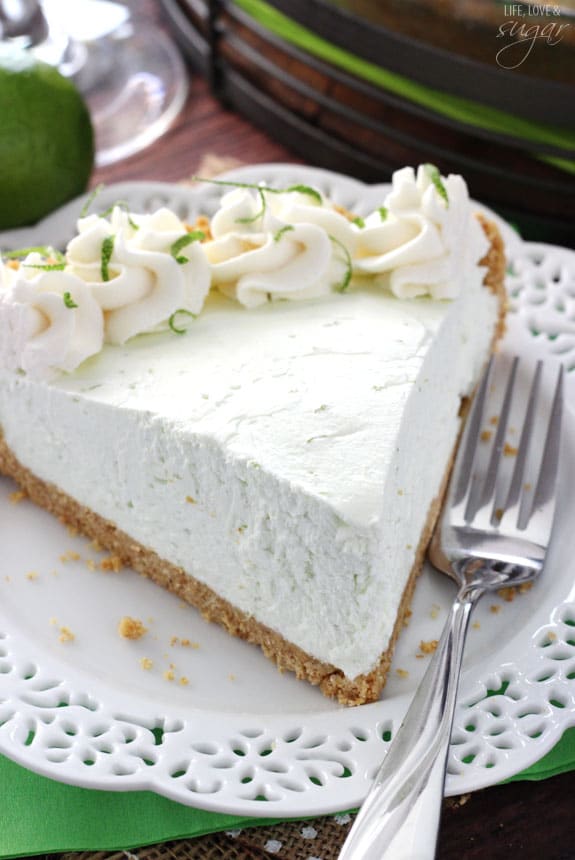 No Bake Margarita Pie slice on a plate