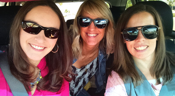 A Selfie of Lindsay, Krista and Julianne Inside a Car
