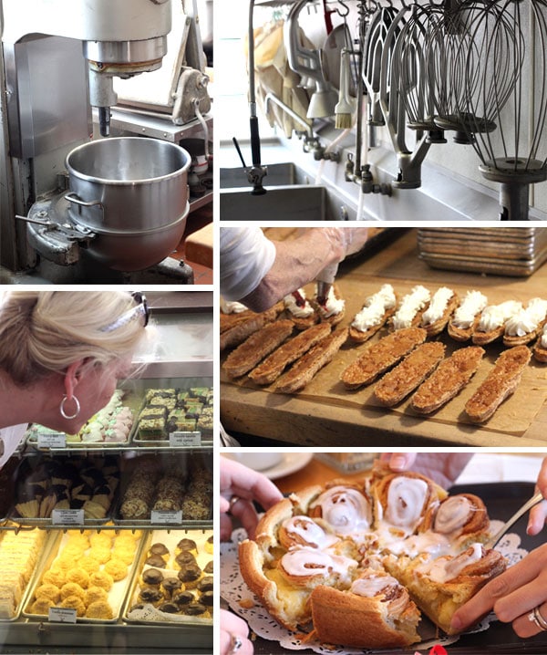 A Collage of Bakery Machinery and Food From Mortenson’s Danish Bakery