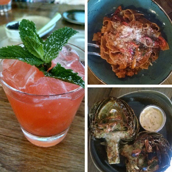 A Collage of a Drink and Two Dishes from SY Kitchen