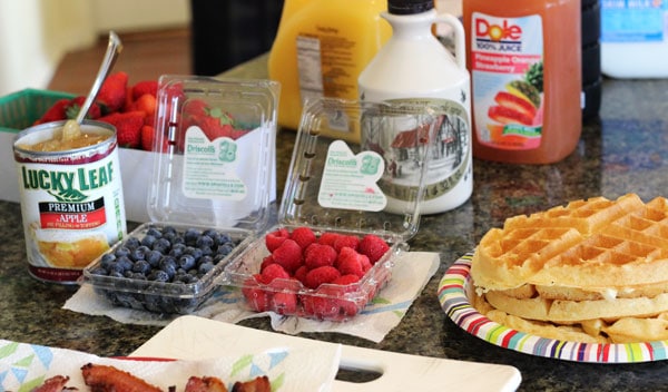 Deborah's Waffle Bar Set Up on a Dark Marble Counter